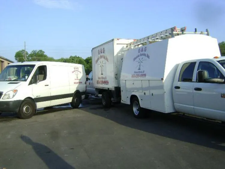 Fleet of electric service trucks.